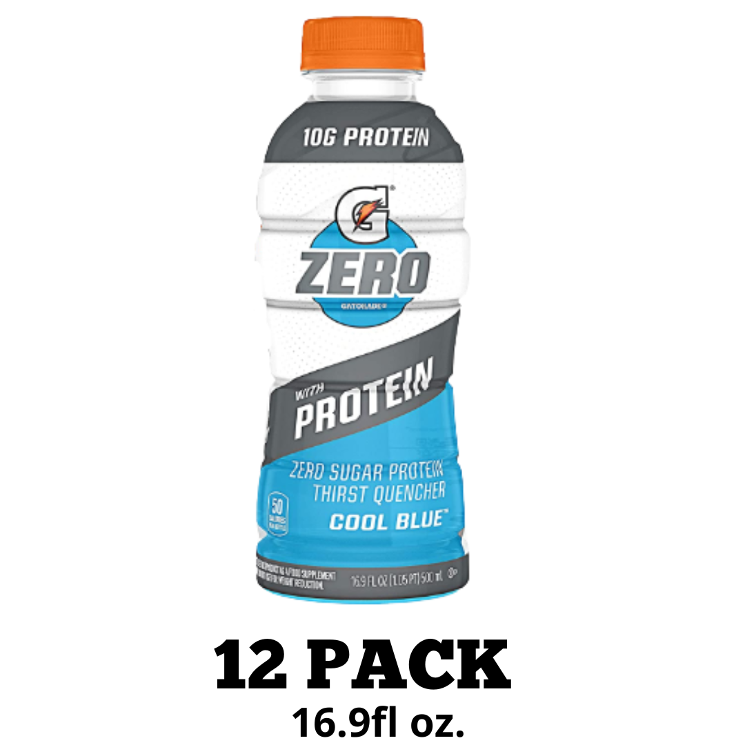 Gatorade Zero With Protein, Zero Sugar, Electrolytes, Cool Blue, 16.9 Ounce - 12 Pack