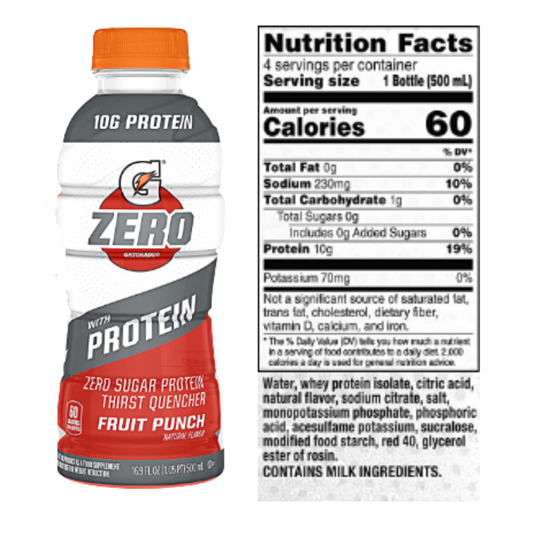 Gatorade Zero With Protein, Zero Sugar, Electrolytes, 3 Flavor Variety Pack, 16.9 Ounce - 12 Pack