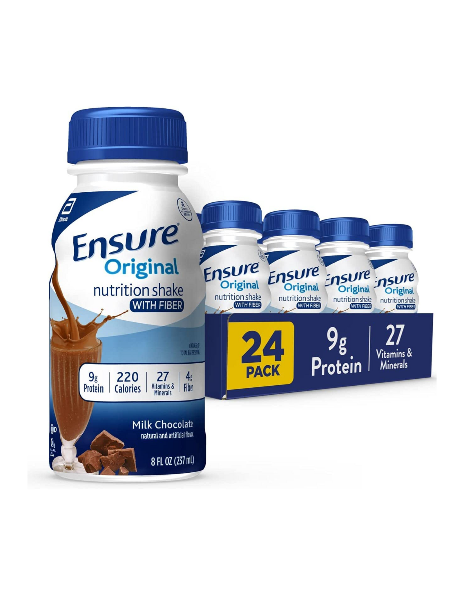 Ensure Original Nutrition Shake with Fiber, Chocolate, 8 fl oz, 24 Ct