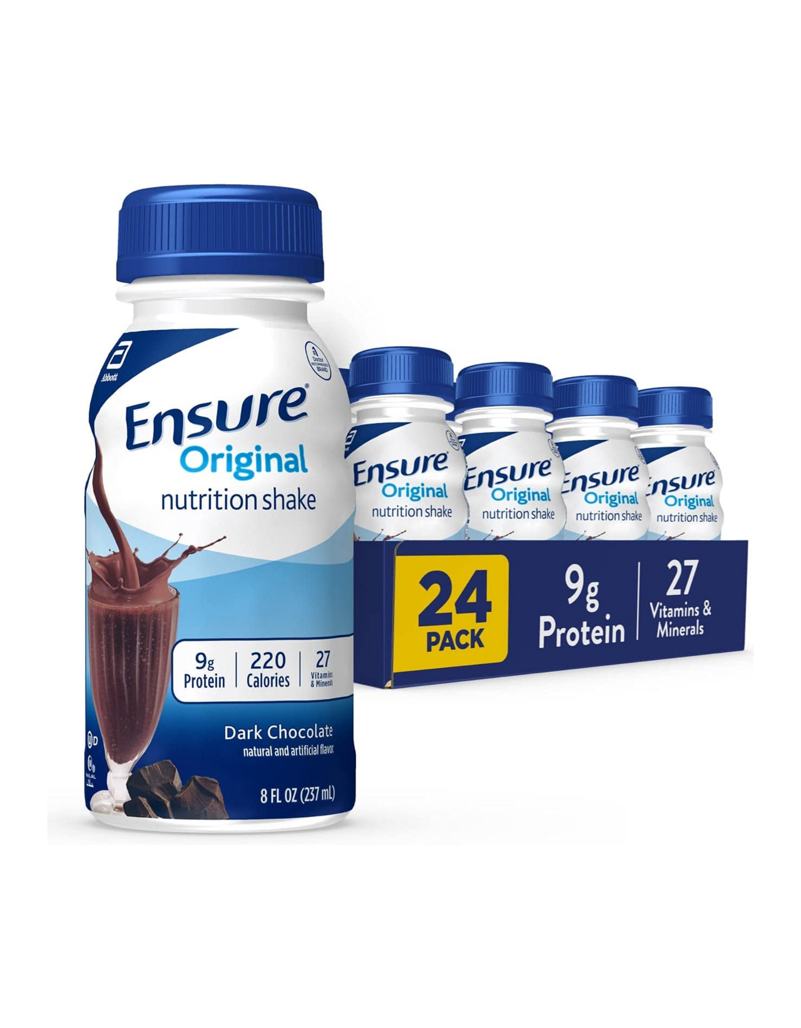 Ensure Original Nutrition Shake with Fiber, Dark Chocolate, 8 fl oz, 24 Ct