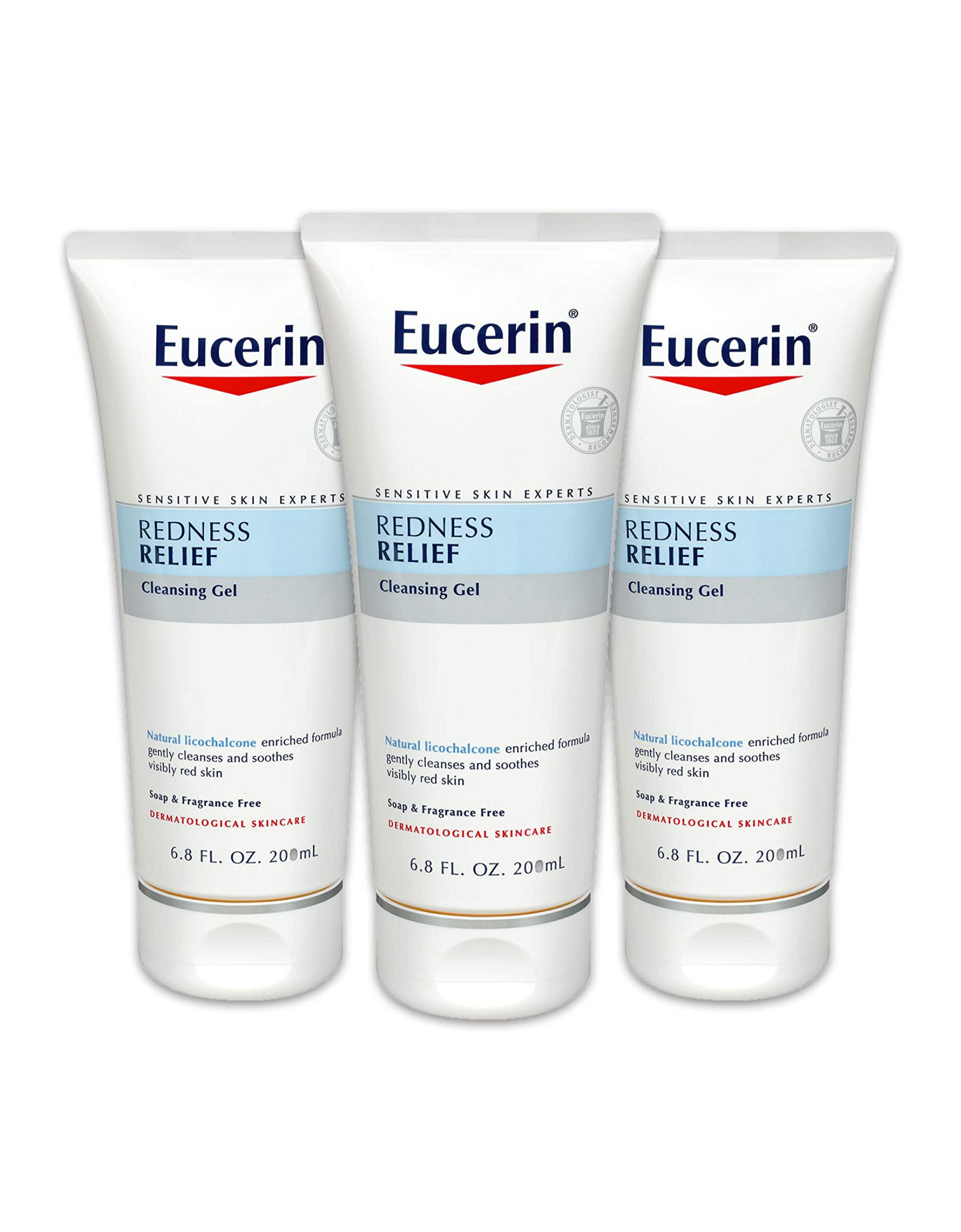 Eucerin Redness Relief Cleansing Gel - Soap & Fragrance Free, 6.8 fl oz (Pack of 3)