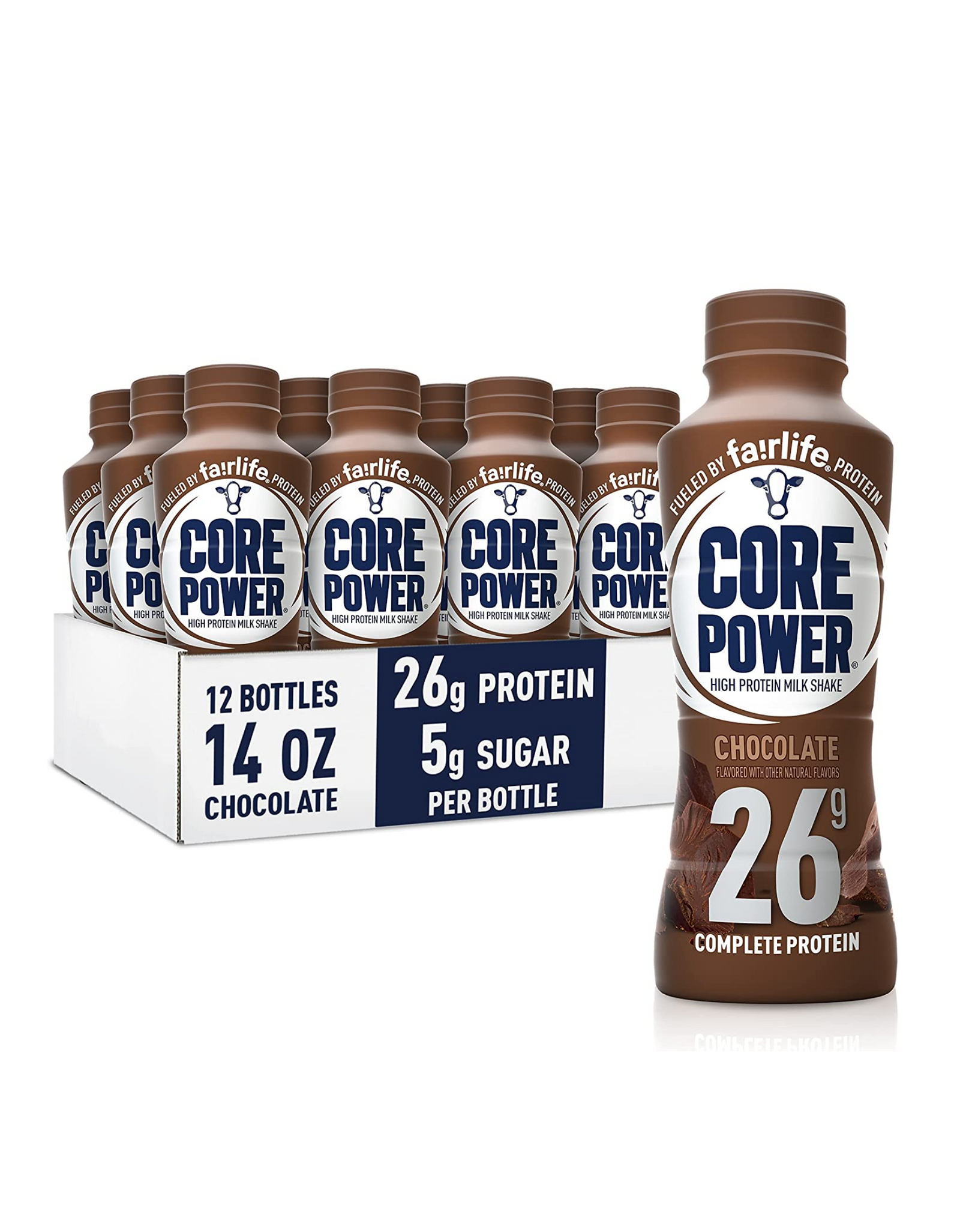Fairlife Core Power 26g Protein Milk Shakes, Chocolate, 14 fl oz (Pack of 12)