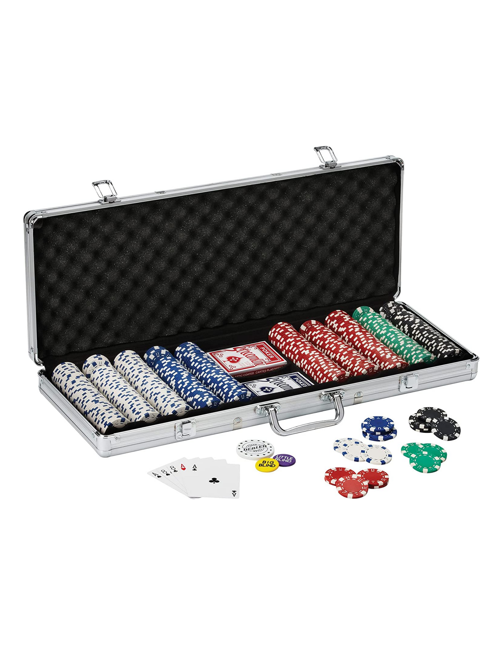 Fat Cat 11.5 Gram Texas Hold 'em Claytec Poker Chip Set with Aluminum Case, 500 Striped Dice Chips