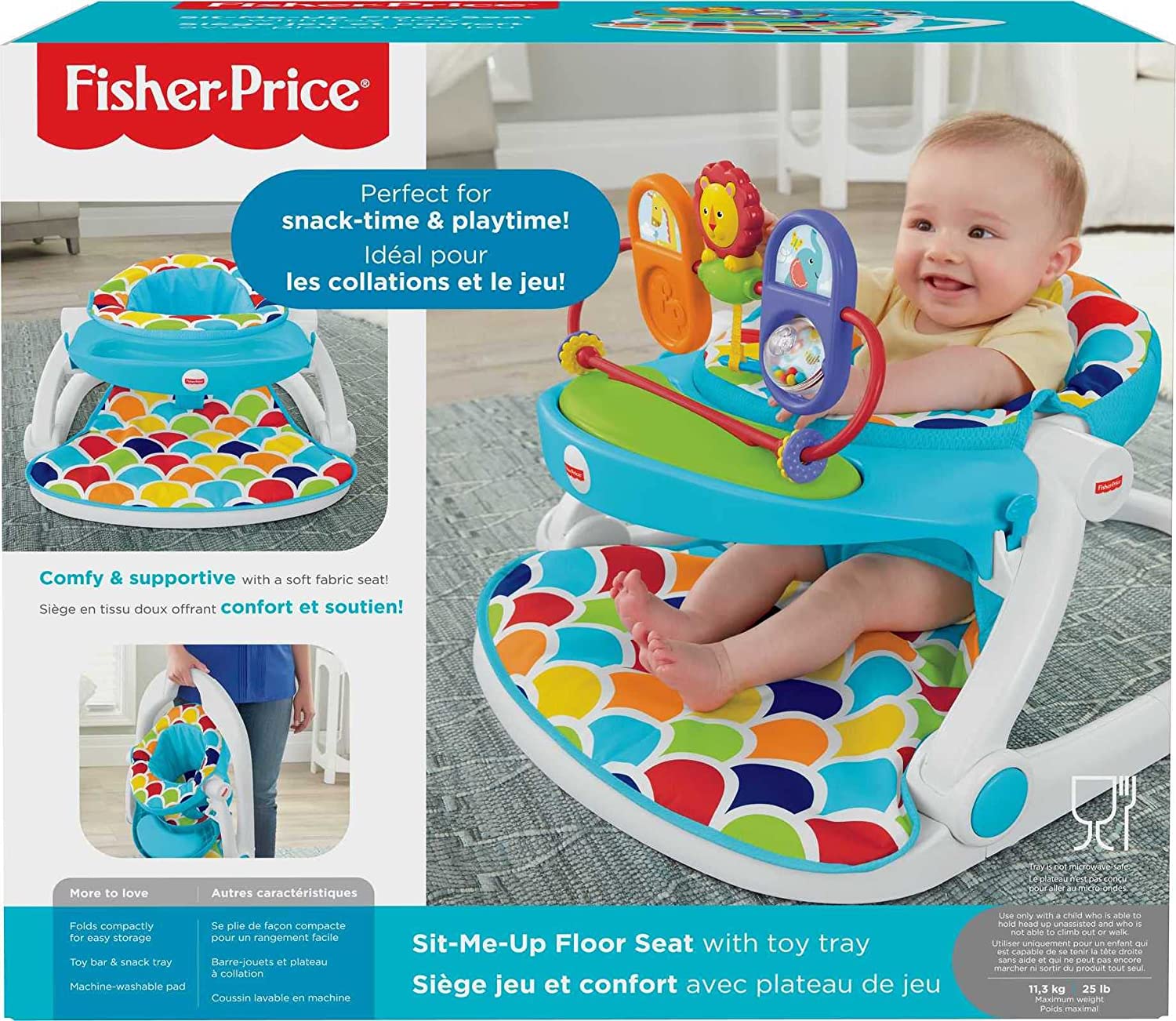 Fisher-Price Deluxe Sit-Me-Up Floor Seat, Happy Hills - with Toy-Tray