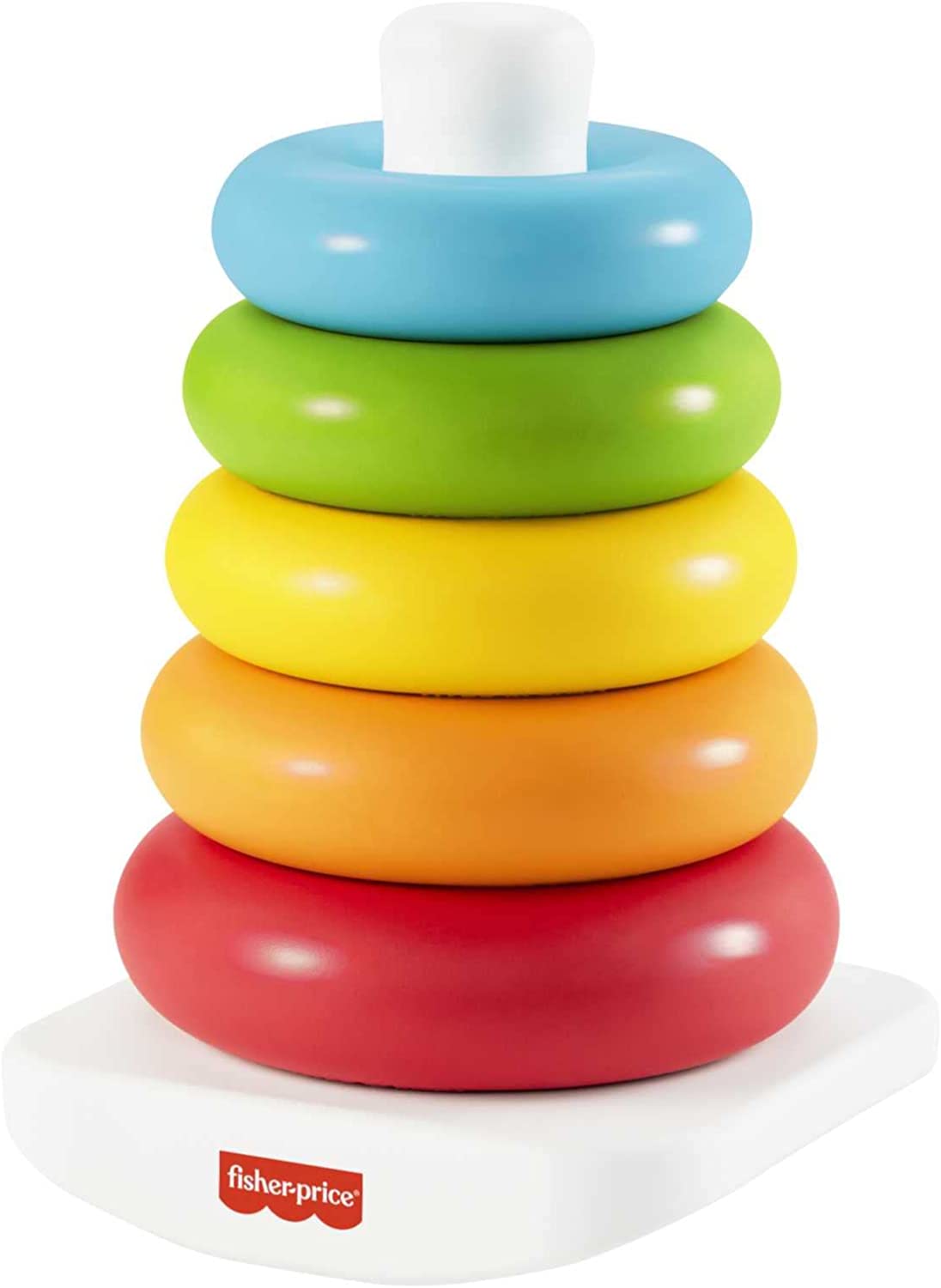 Fisher-Price Rock-a-Stack Classic stacking toy with 5 colorful rings to grasp, shake, and stack (Plant-Based Materials)