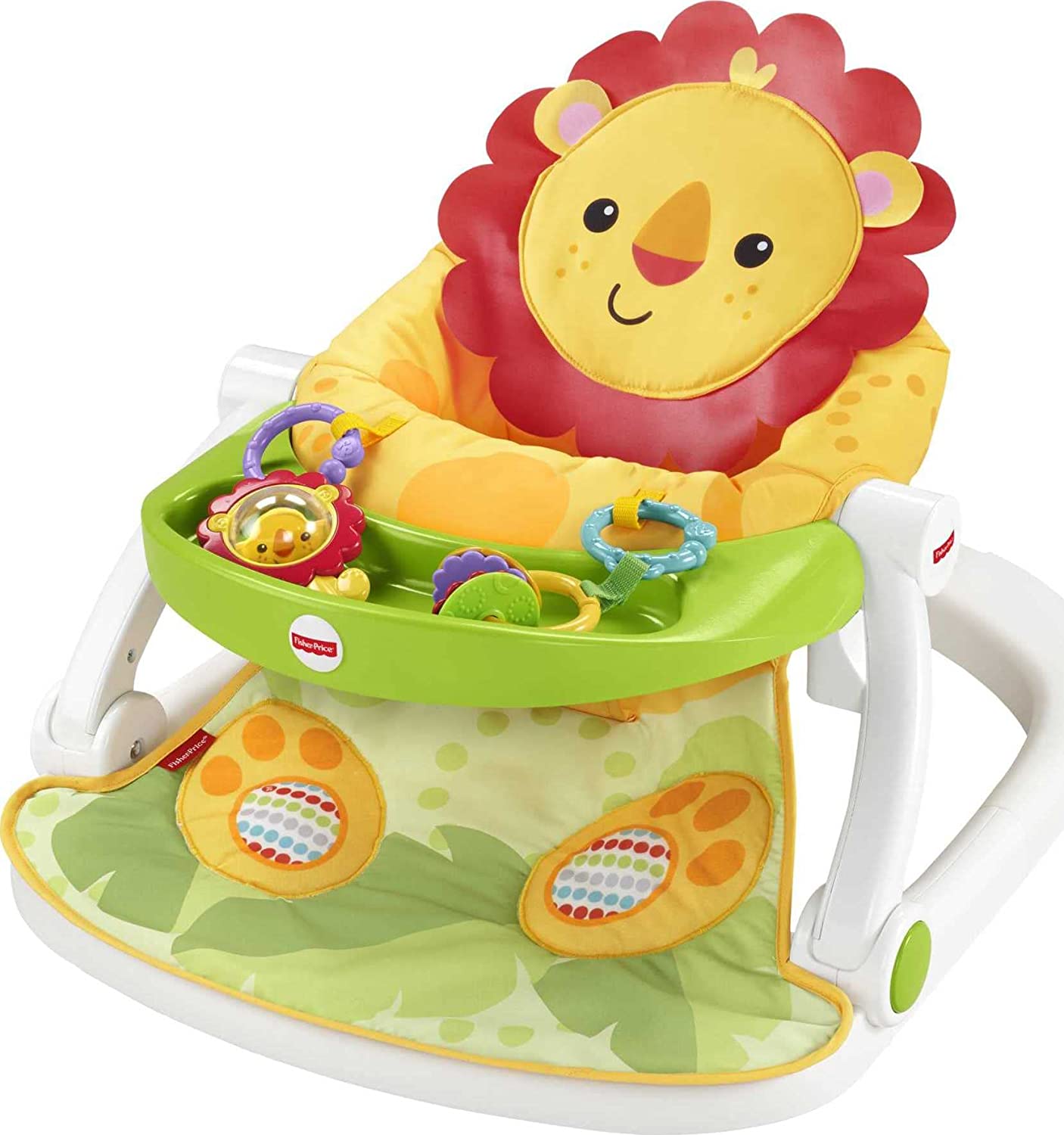 Fisher-Price Sit-Me-Up Floor Seat, Lion - with Toy Tray, Portable Infant Chair