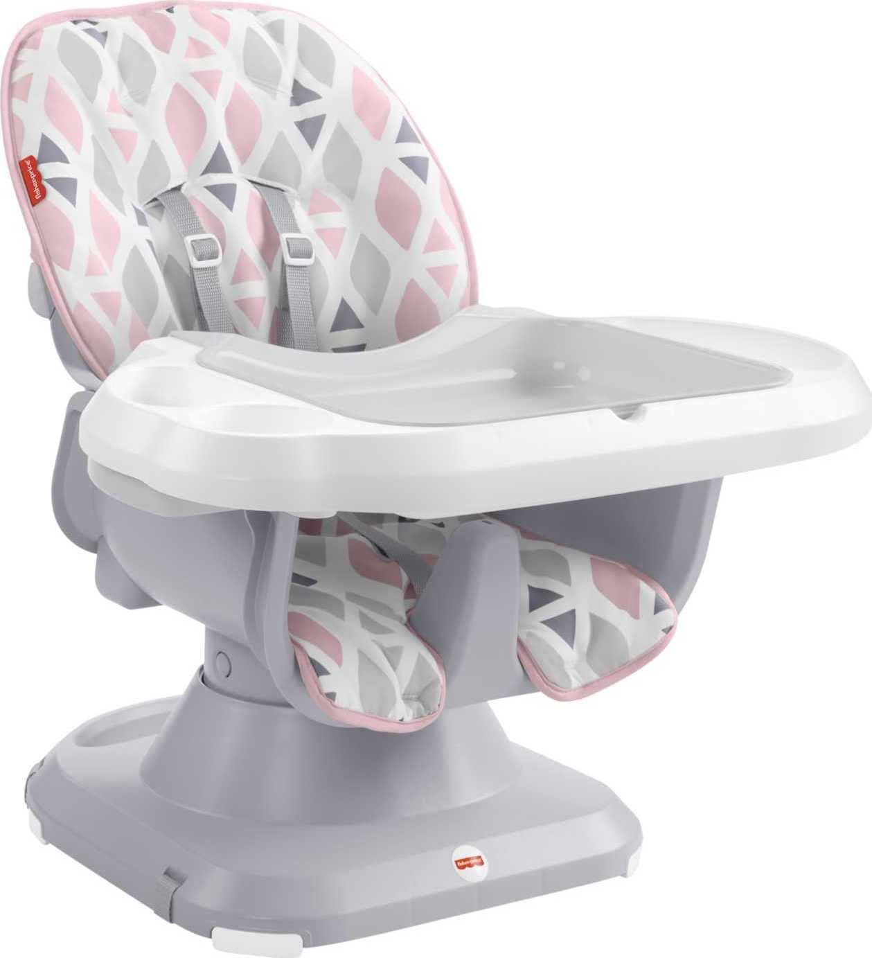 Fisher-Price SpaceSaver High Chair, Diamond Blush - with 2 height adjustments & 3 recline positions