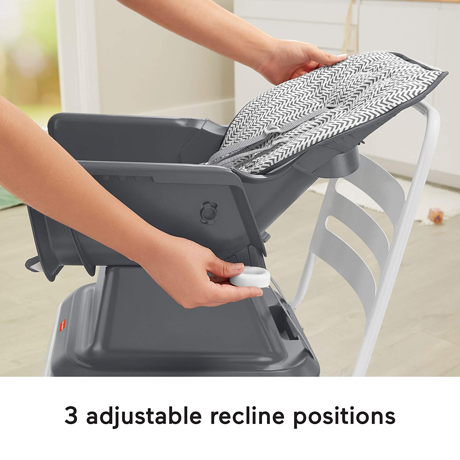Fisher-Price SpaceSaver Simple Clean High Chair, Pencil Strokes Arrows Tire Tracks -  Portable for Baby-to-Toddler Dining Chair