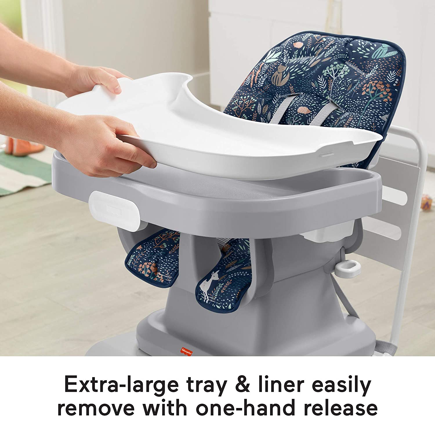 Fisher-Price SpaceSaver Simple Clean High Chair, Moonlight Forest -  Portable for Baby-to-Toddler Dining Chair