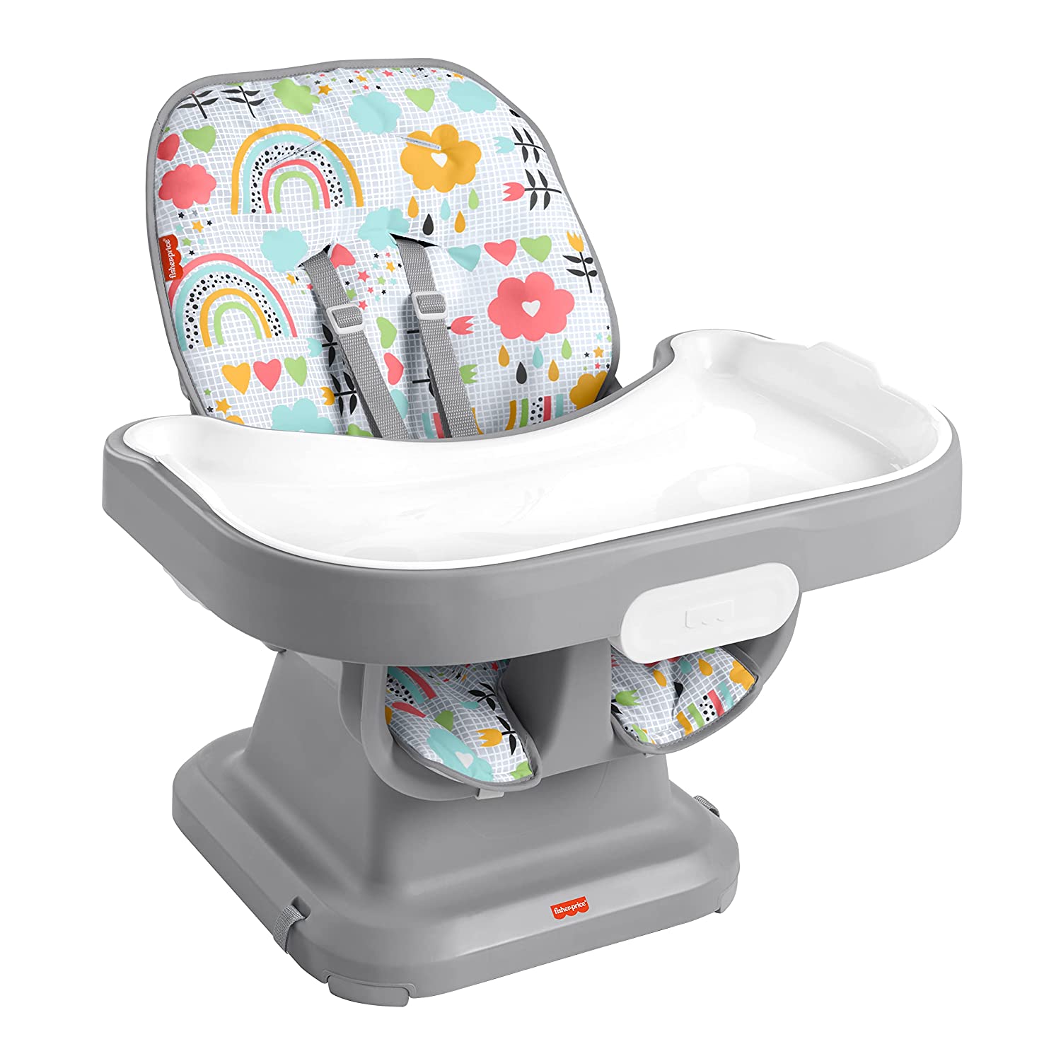Fisher-Price SpaceSaver Simple Clean High Chair, Sun Showers - Portable for Baby-to-Toddler Dining Chair