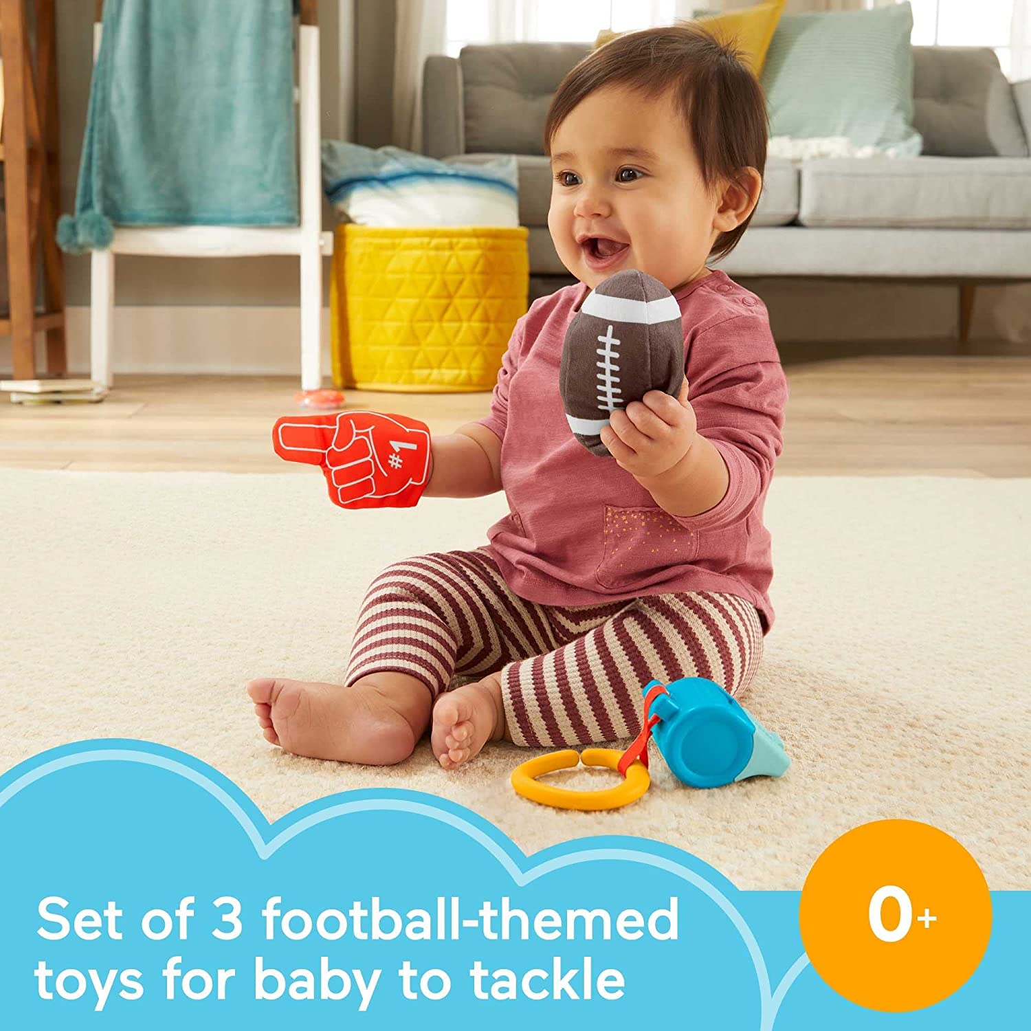 Fisher-Price Tiny Touchdowns Gift Set - Soft, BPA-free whistle teether