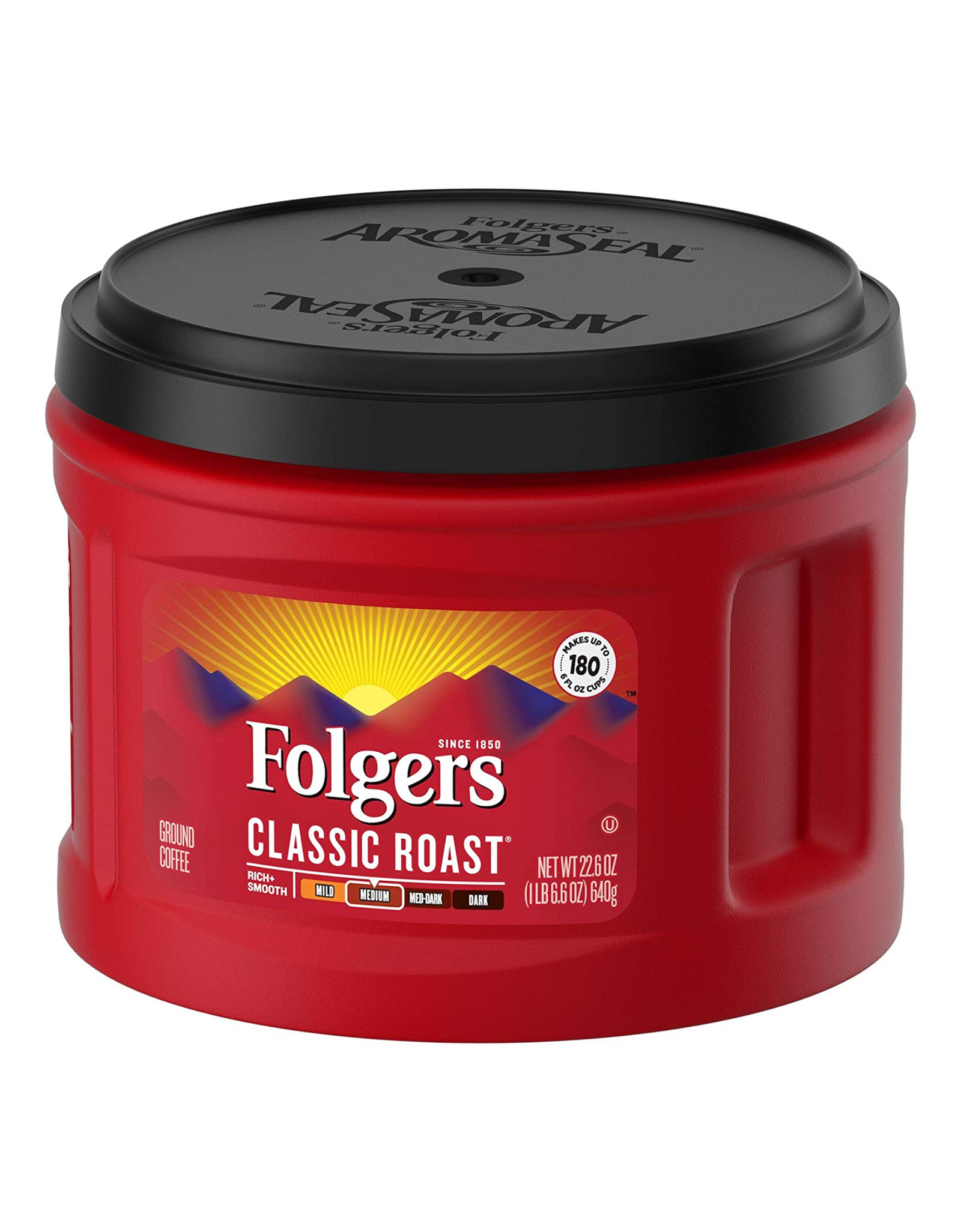 Folgers Classic Roast Medium Roast Ground Coffee, Rich and Smooth, 22.6 oz (Pack of 3)