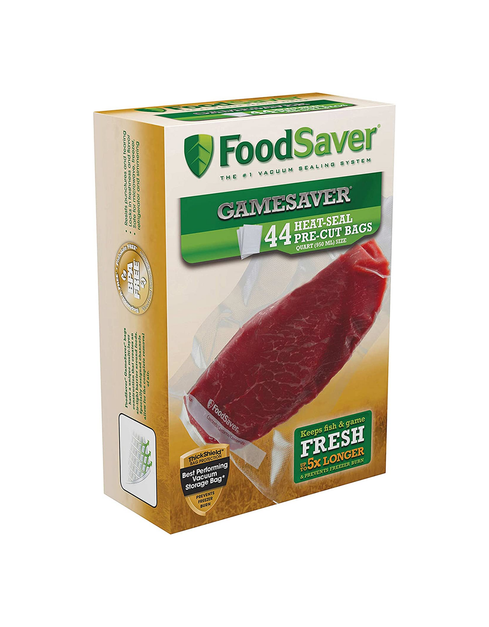FoodSaver GameSaver 1 Quart Vacuum Heat-Seal Pre-Cut Bags, 44 Ct