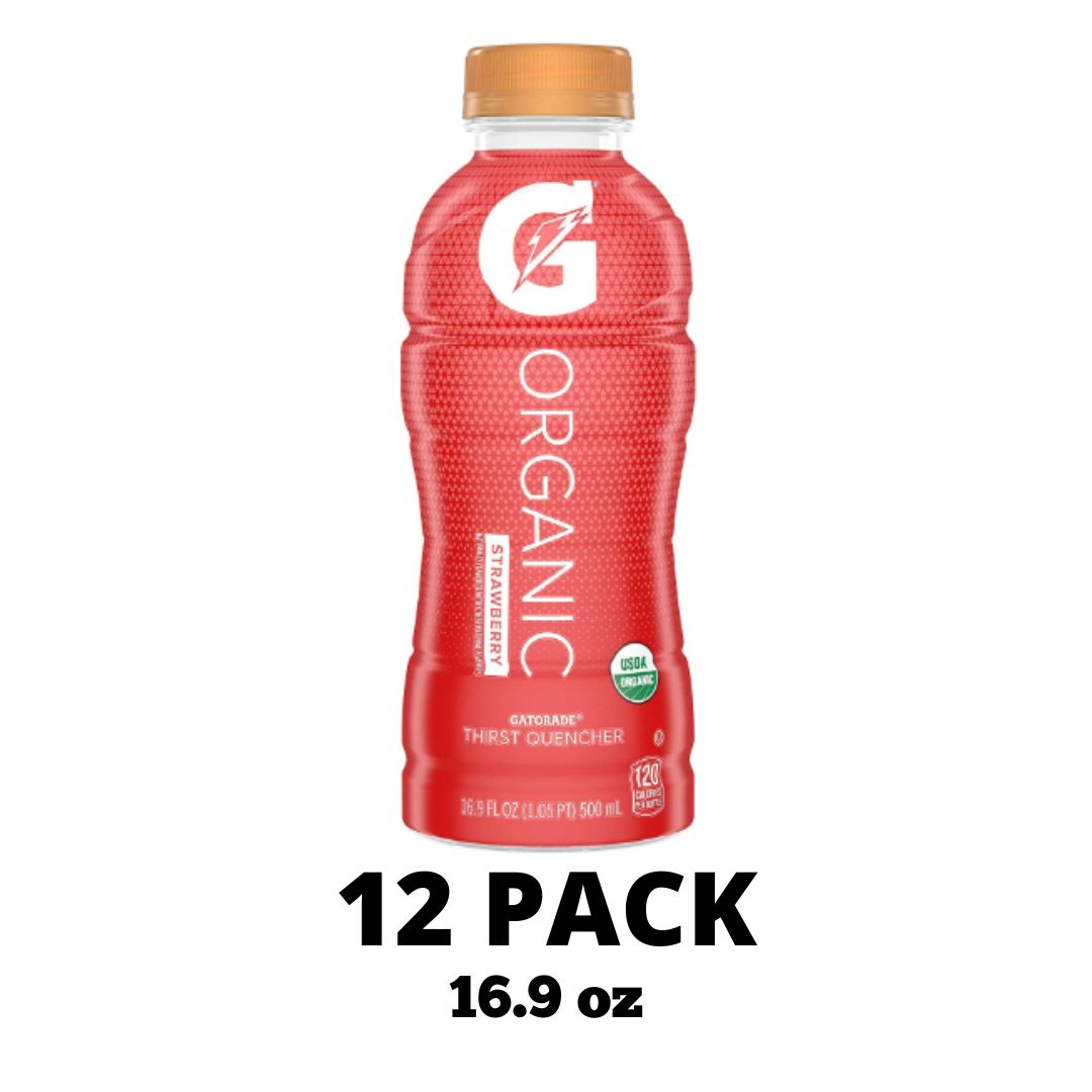 G Organic, Strawberry, Gatorade Sports Drink, 16.9 Ounce - Pack of 12