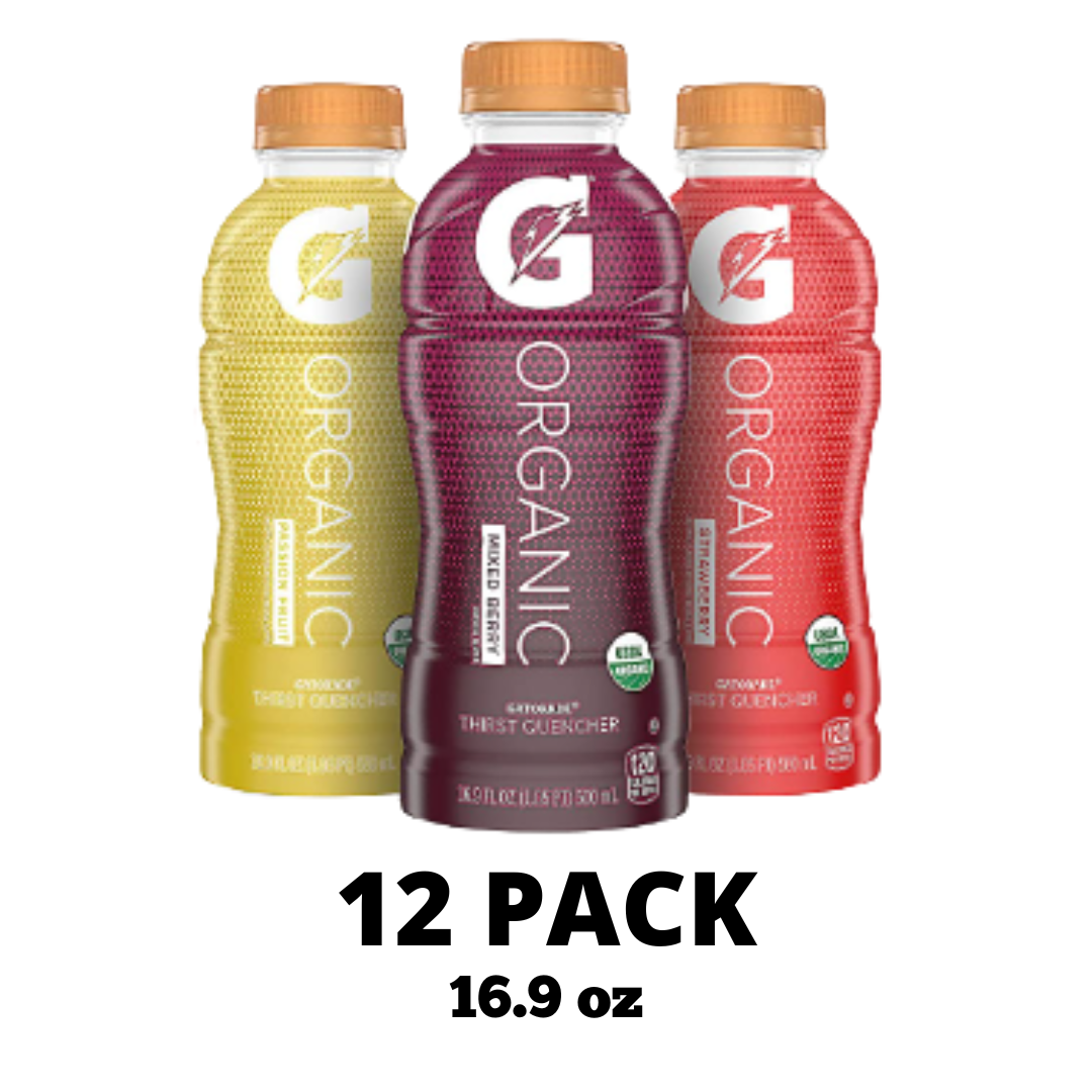G Organic, 3 Flavor Variety Pack, Gatorade Sports Drink, 16.9 Ounce - Pack of 12