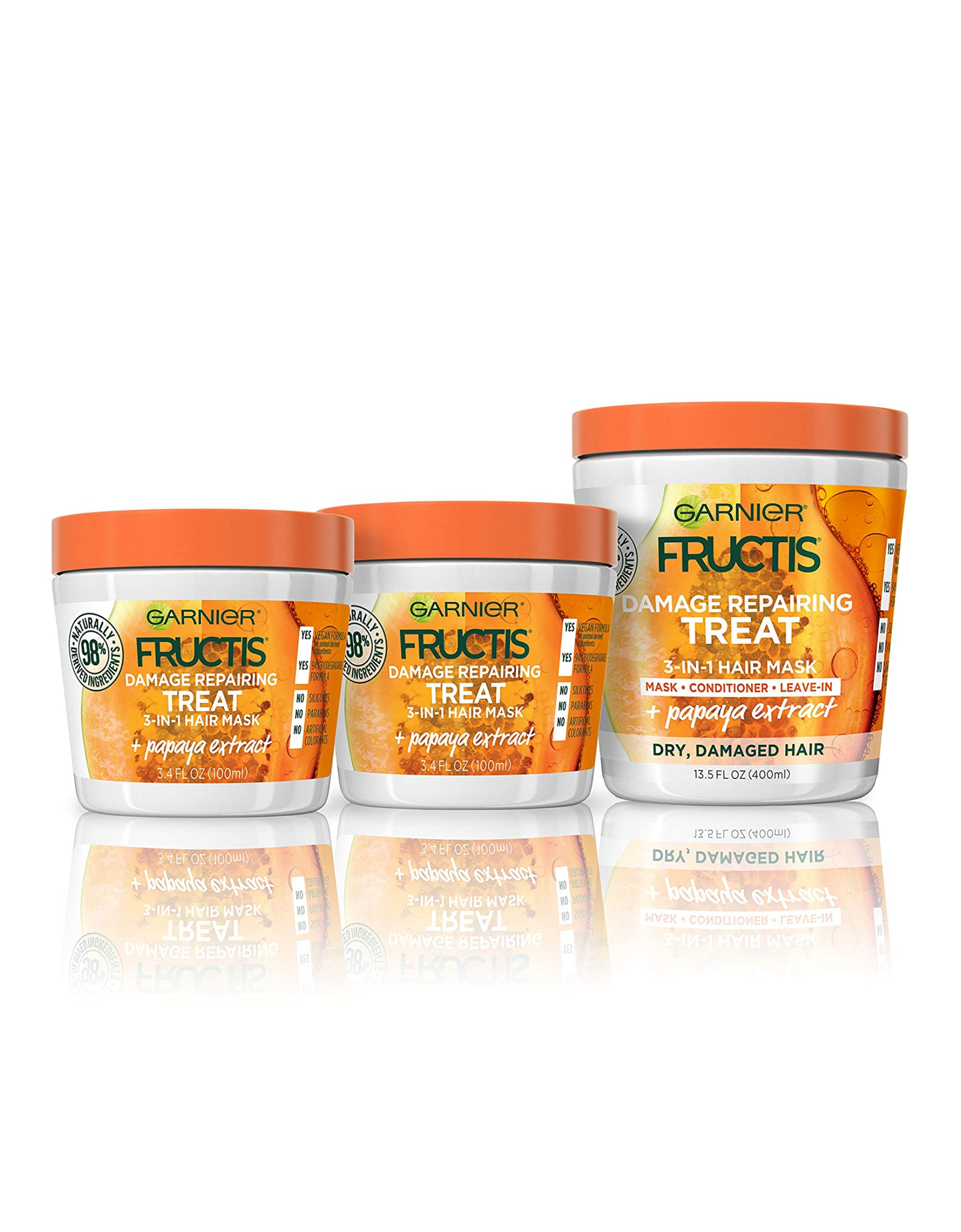Garnier Hair Care Fructis Damage Repairing Treatment Plus Papaya Extract, 3 Ct Assorted Sizes