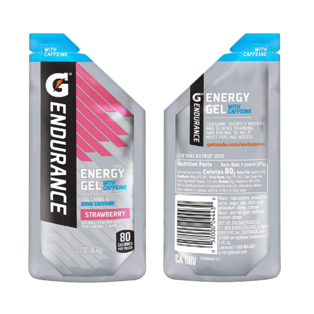 Gatorade Endurance Energy Gel with Caffeine, Strawberry, 1.3 Ounce Pouches - 21 Pack
