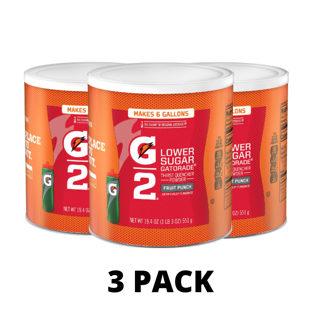 Gatorade Thirst Quencher Powder, G2 Fruit Punch, 19.4 Ounce - Pack of 3