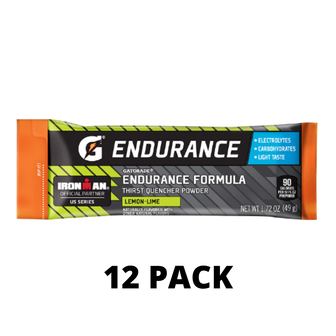 Gatorade Endurance Powder With Electrolytes, Lemon Lime, 1.72 Ounce - Pack of 12