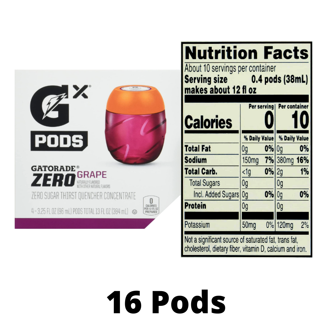 Gatorade Gx Hydration System, Non-Slip Gx Sports Drink Concentrate Pods, Zero Grape