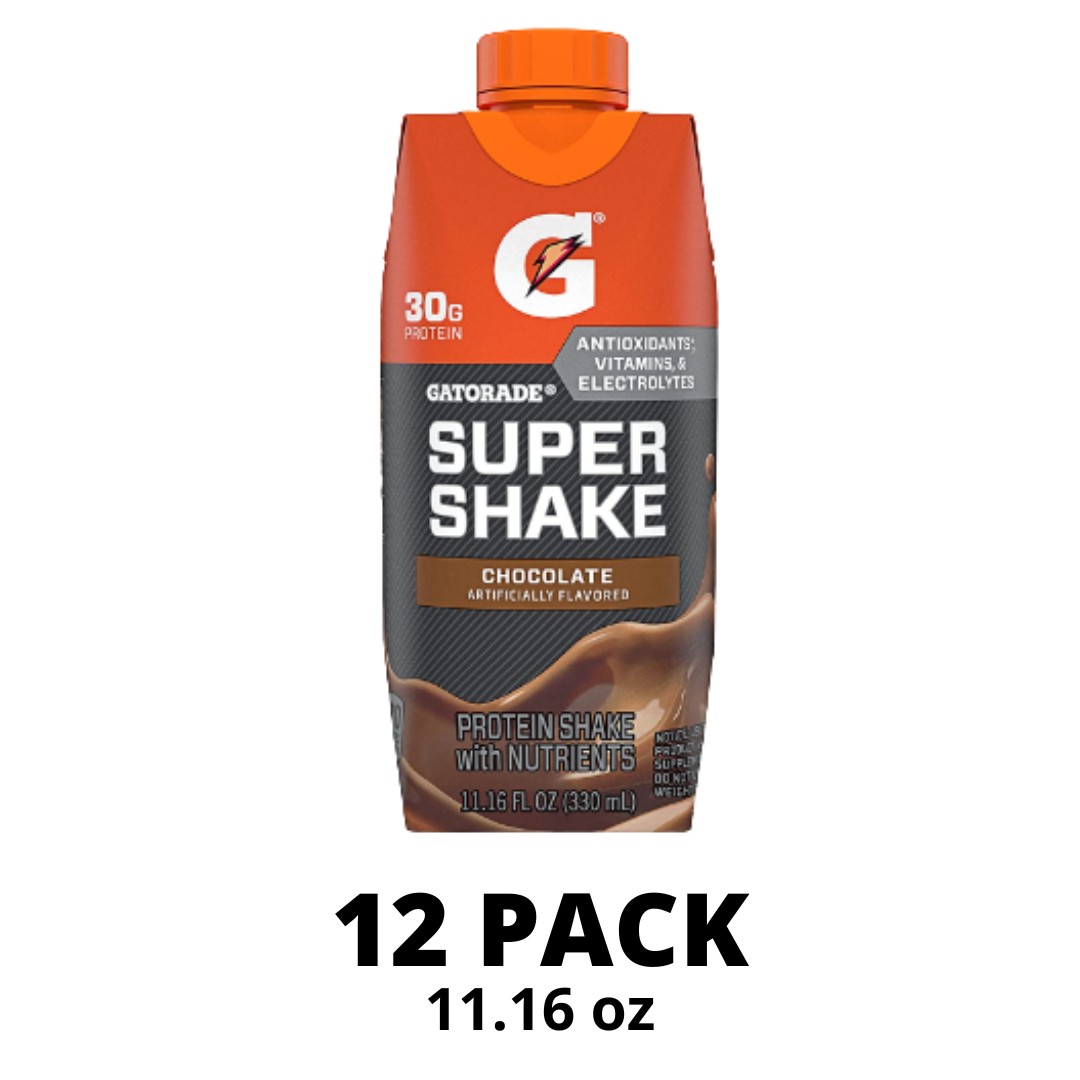 Gatorade Super Shake, Chocolate, 30g Protein, 11.16 Ounce, Carton - Pack of 12