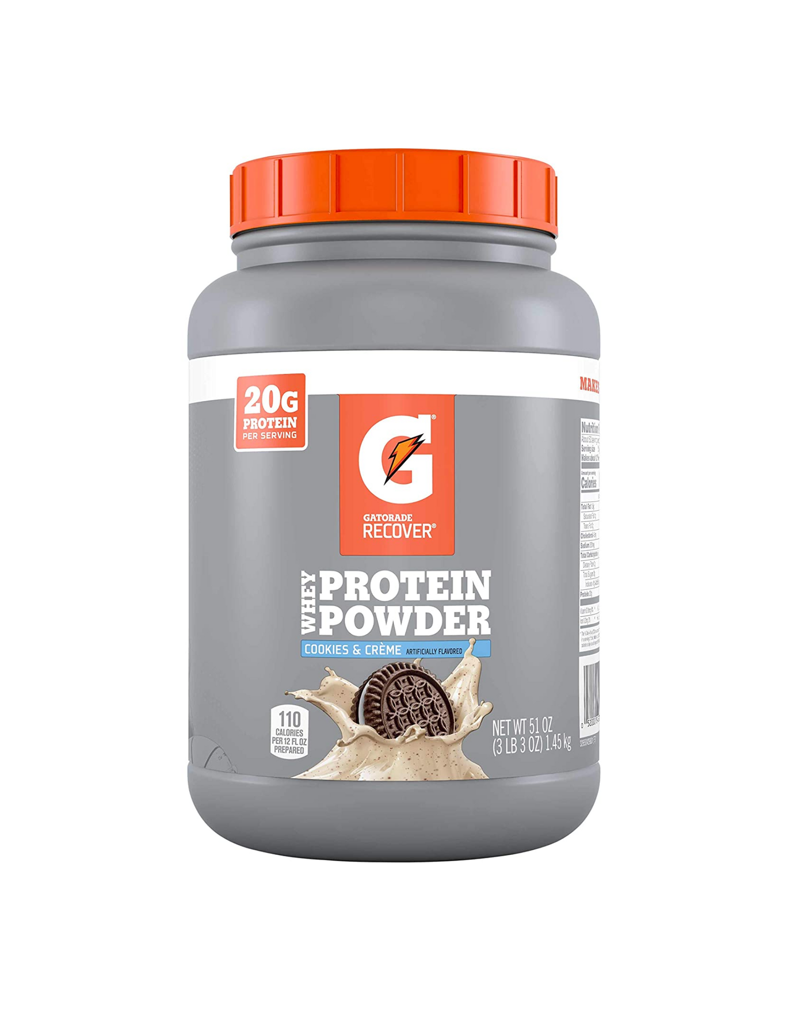 Gatorade Whey Protein Powder with 20g of Protein, Cookies & Cream, 50 Servings, 56 oz (Pack of 1)