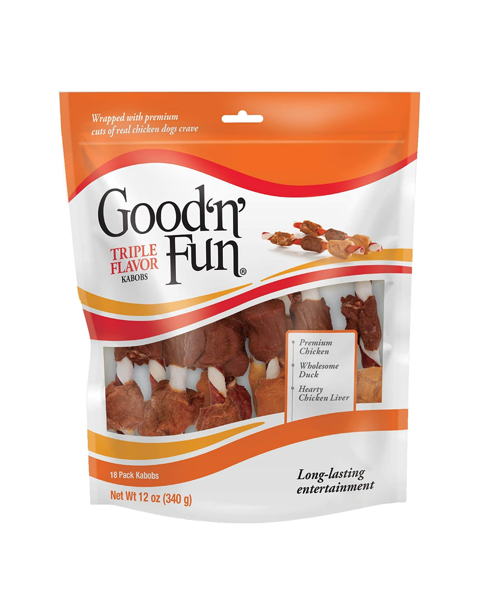 Good'N'Fun Triple Flavored Rawhide Kabobs for Dogs, 12 oz
