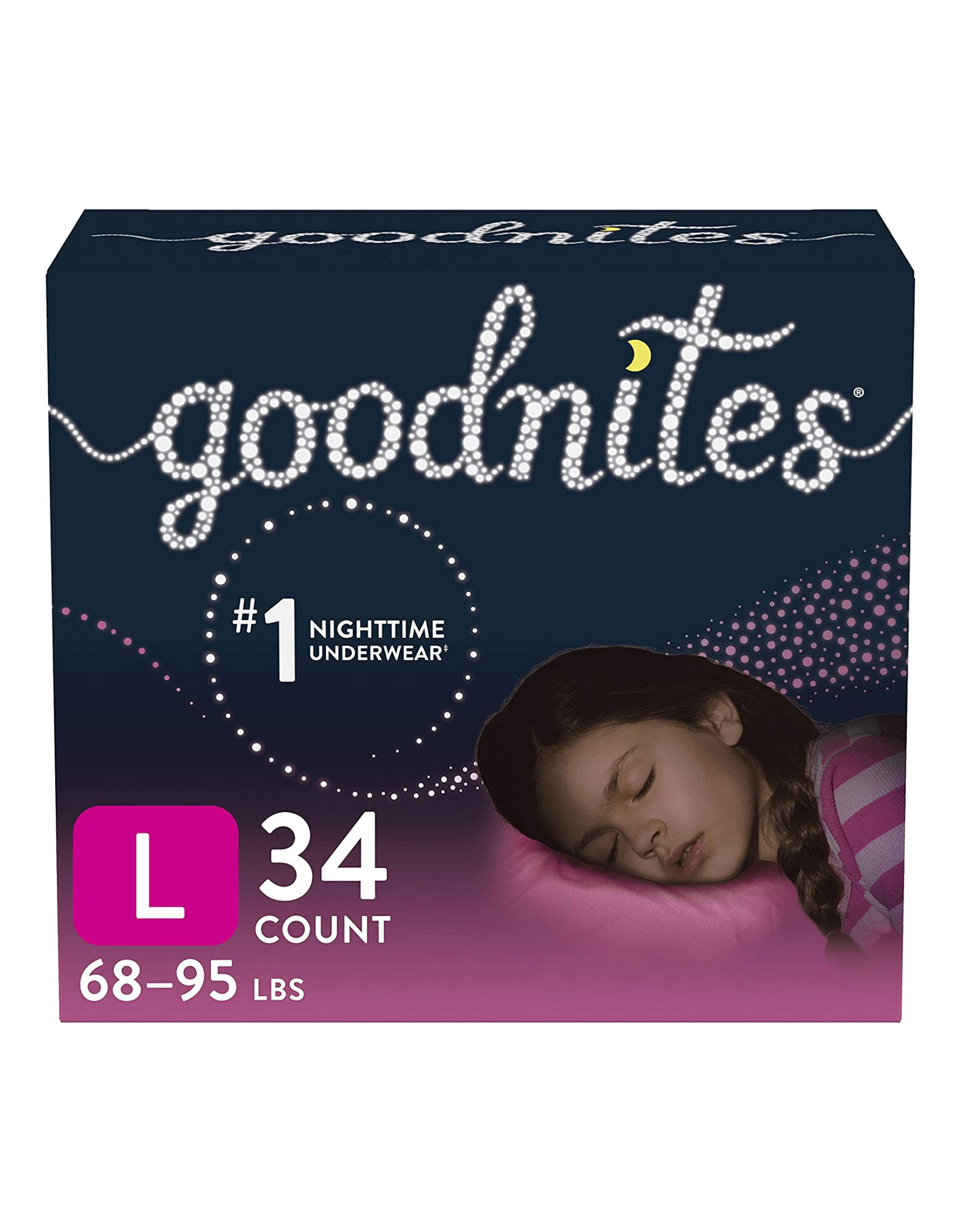 Goodnites Nighttime Bedwetting Underwear For Girls, Large, 34 Ct, 68-95 lb.