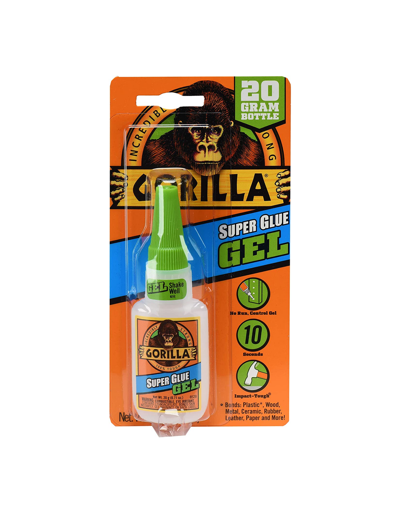 Gorilla Super Glue Gel, 0.71 oz (20 Gram), Pack of 1