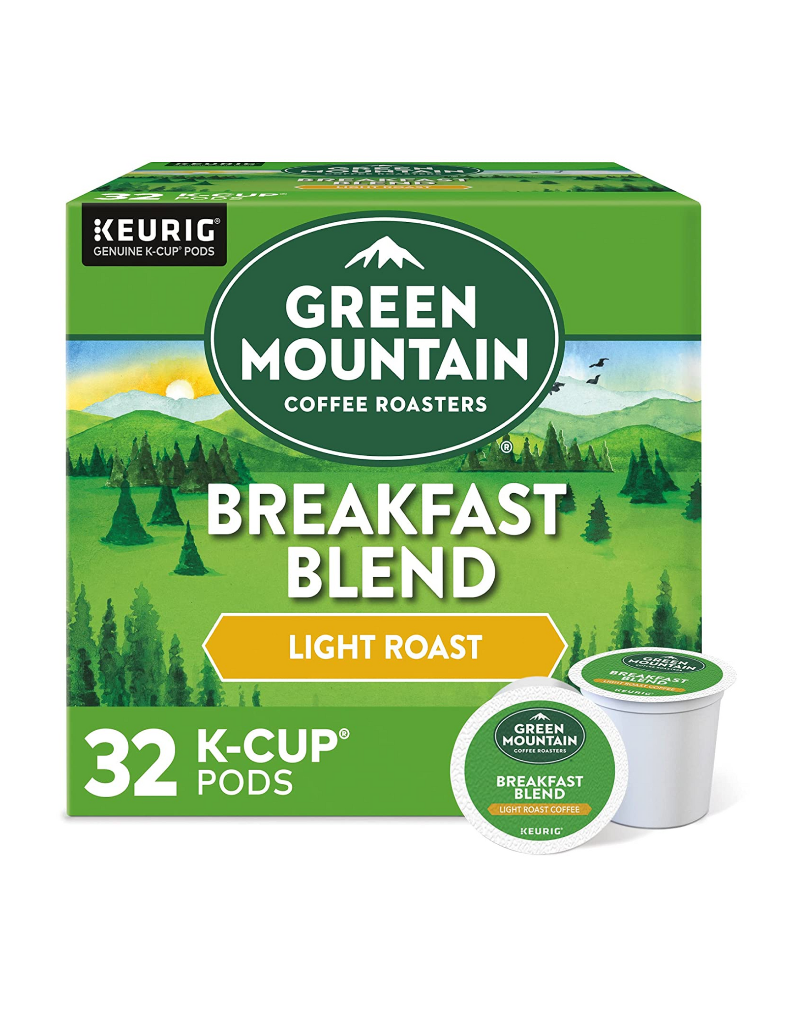 Green Mountain Coffee Roasters Breakfast Blend K-Cup Pods, Light Roast Coffee, 32 Ct (Pack of 1)