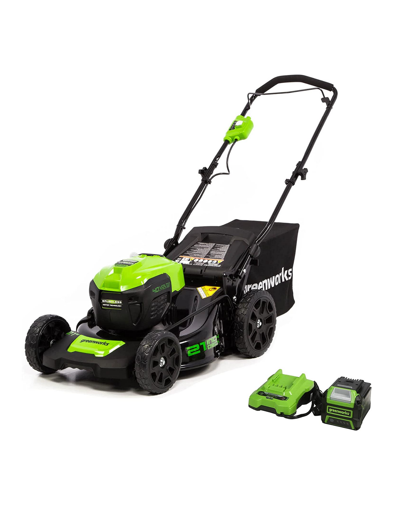 Greenworks 40V 21 Inch Cordless Brushless Push Mower - with Charger and 5.0Ah USB Battery