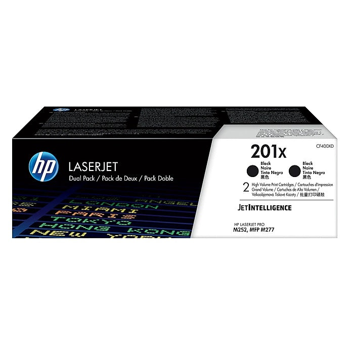 HP 201X CF400XD Black High Yield Toner Cartridge, 2-Pack