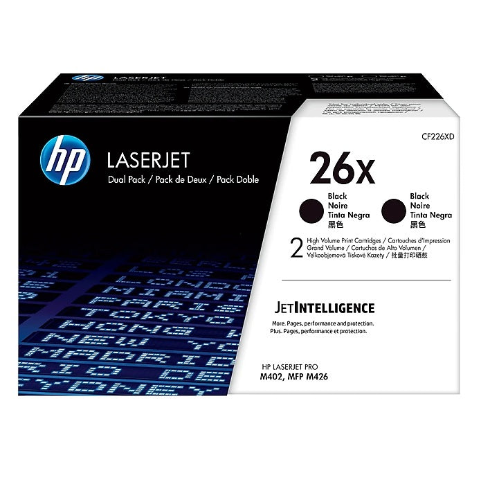 HP 26X CF226XD Black High Yield Toner Cartridge, 2-Pack