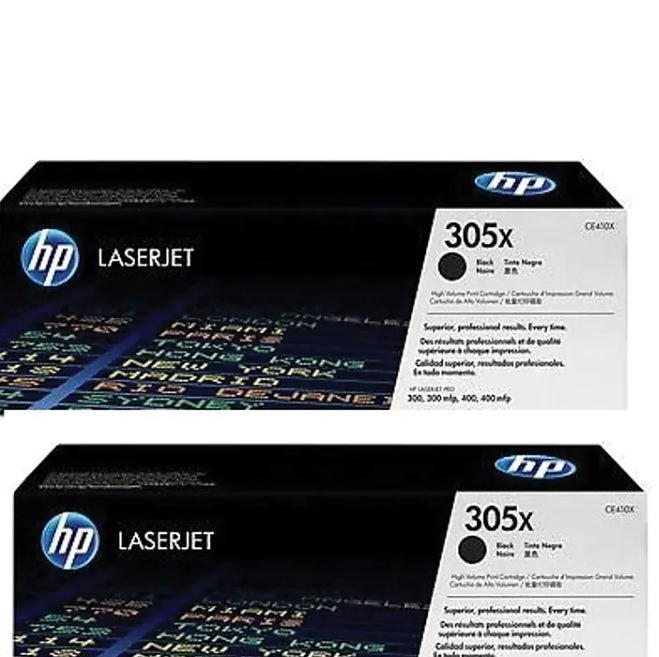 HP 305X CE410XD Black High Yield Toner Cartridge, 2-Pack