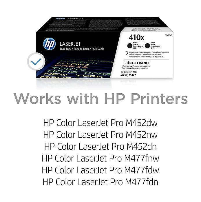 HP 410X CF410XD Black High Yield Toner Cartridge, 2-Pack