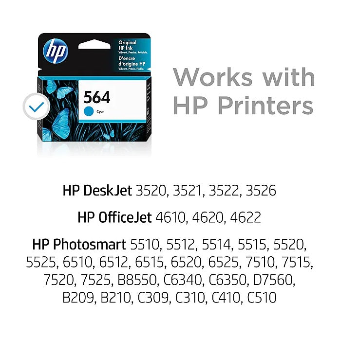 HP 564 CB318WN#140 Cyan Standard Yield Ink Cartridge