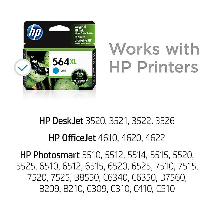 HP 564XL CB323WN#140 Cyan High Yield Ink Cartridge