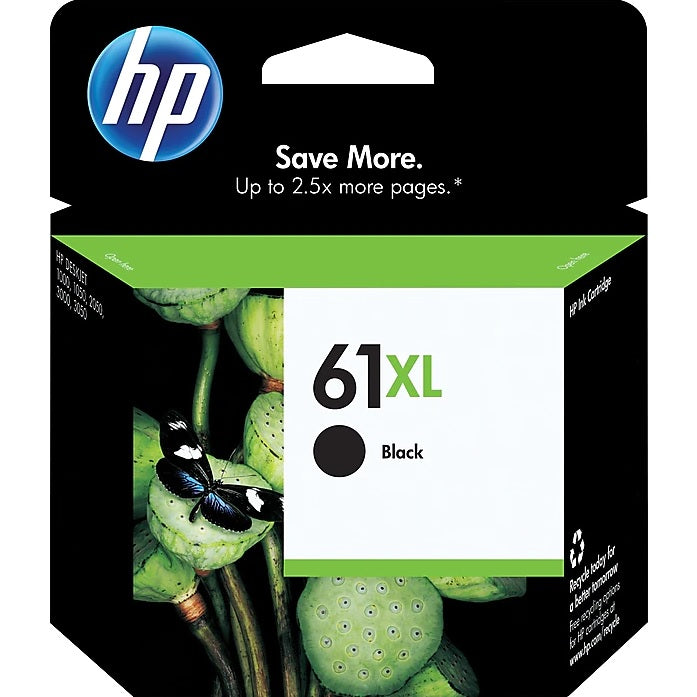 HP 61XL CH563WN#140 Black High Yield Ink Cartridge - 2 Each