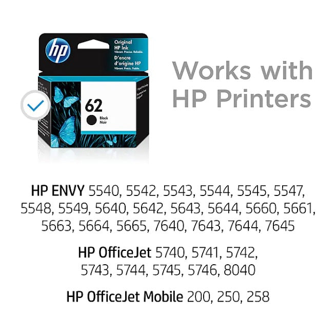 HP 62 C2P04AN#140 Black Standard Yield Ink Cartridge