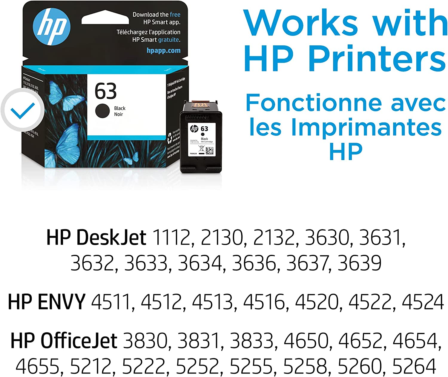 HP 63 F6U62AN#140 Black Standard Yield Ink Cartridge - 2 Each
