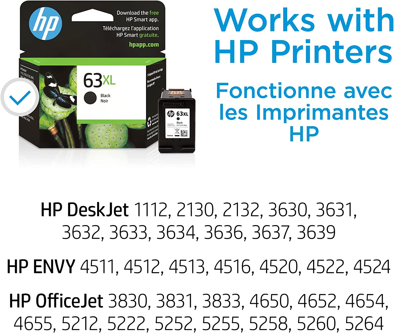 HP 63XL F6U64AN#140 Black High Yield Ink Cartridge - 2 Each