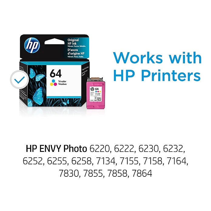HP 64 N9J89AN#140 Tri-Color Standard Yield Ink Cartridge