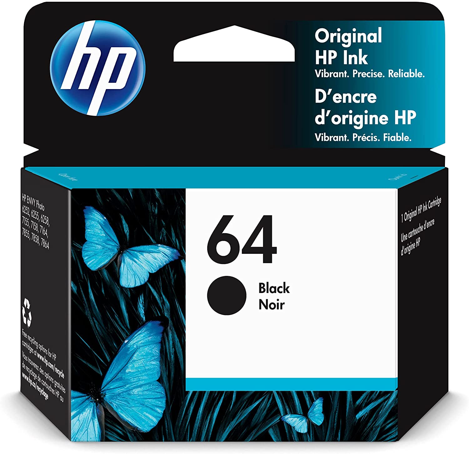 HP 64 N9J90AN#140 Black Standard Yield Ink Cartridge - 2 Each