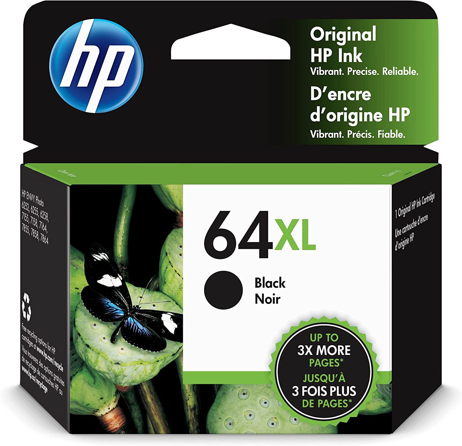 HP 64XL N9J92AN#140 Black High Yield Ink Cartridge - 2 Each