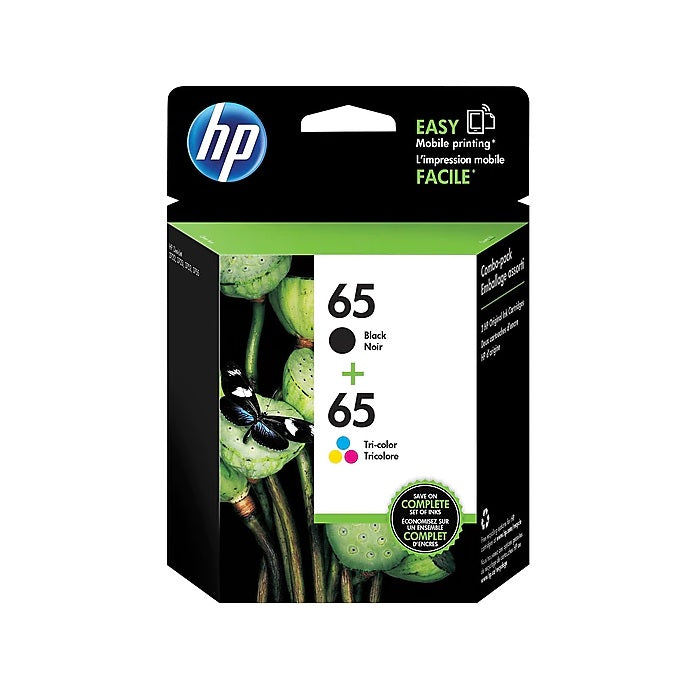HP 65 T0A36AN#140 Black, Tri-Color Standard Yield Ink Cartridge, 2-Pack