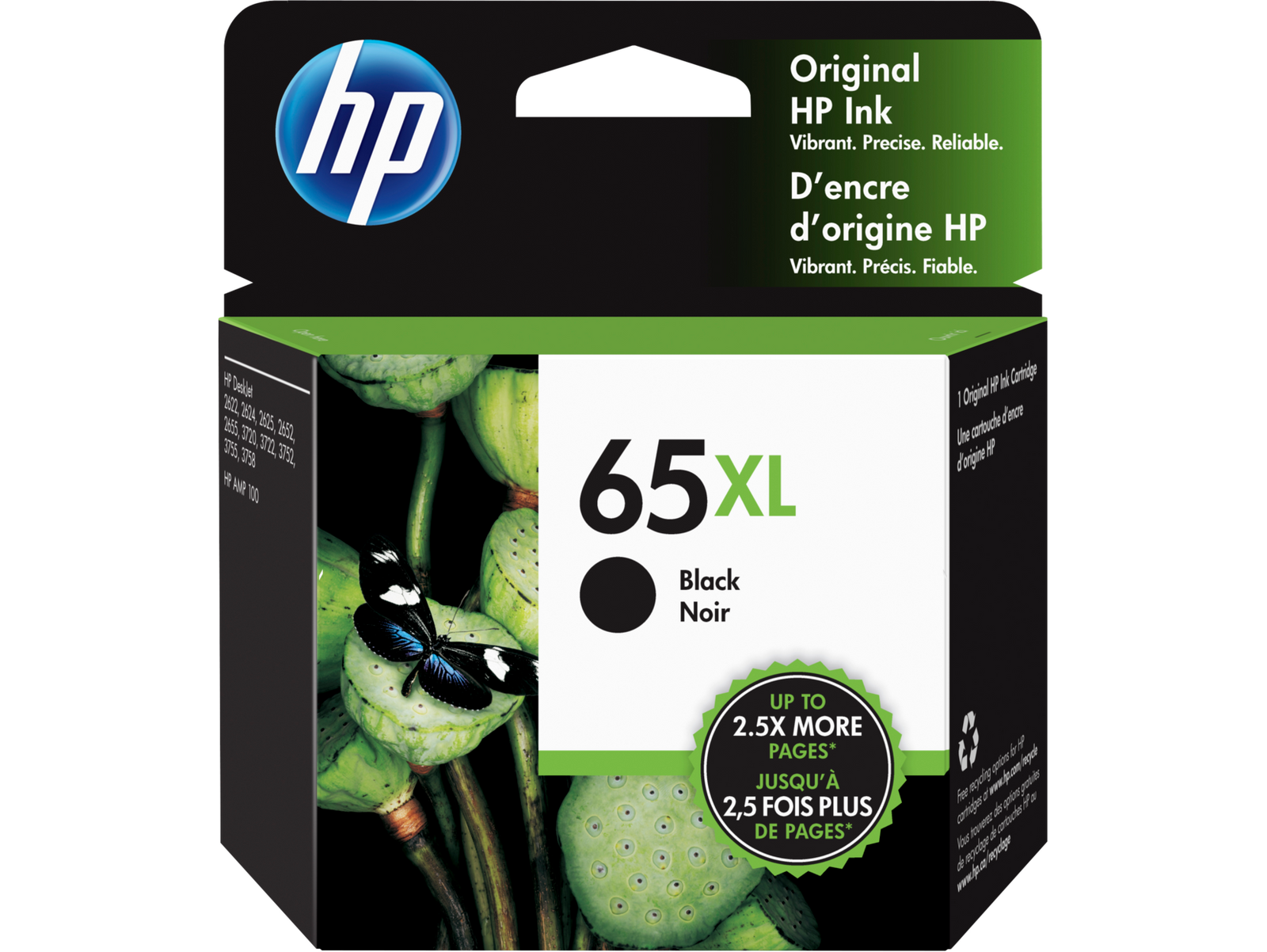 HP 65XL N9K04AN#140 Black High Yield Ink Cartridge - 2 Each