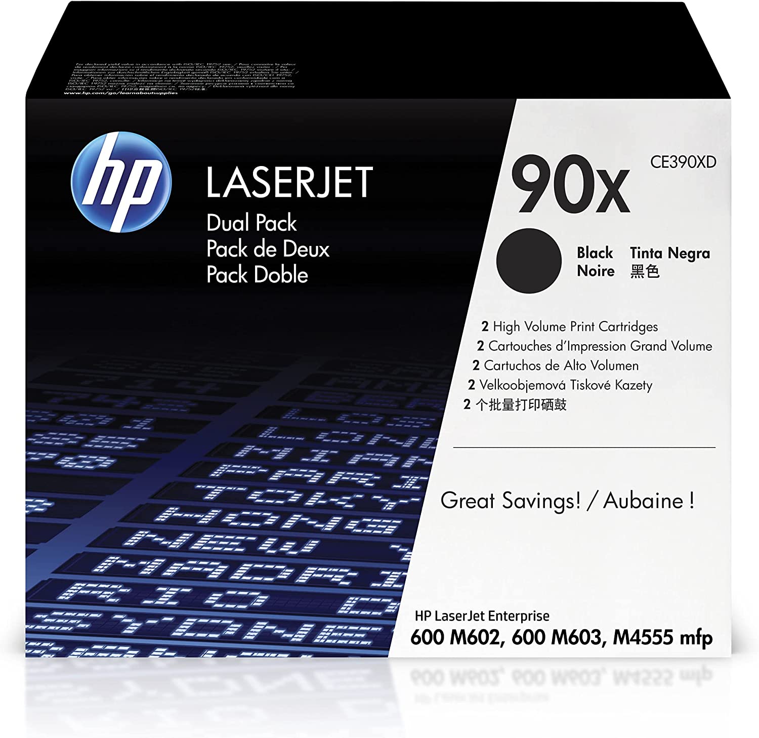 HP 90X CE390XD Black High Yield Toner Cartridge, 2-Pack