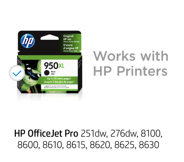HP 950XL CN045AN#140 Black High Yield Ink Cartridge - 2 Each
