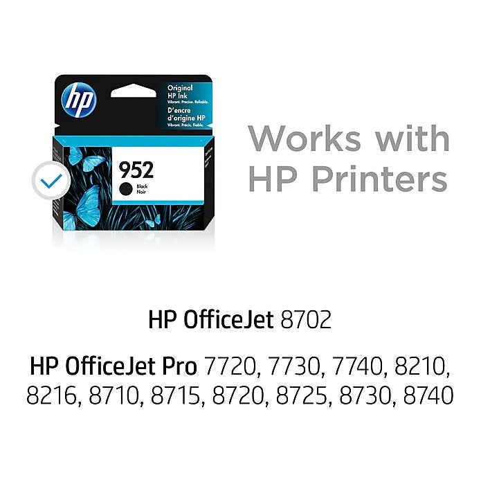 HP 952 F6U15AN#140 Black Standard Yield Ink Cartridge - 2 Each