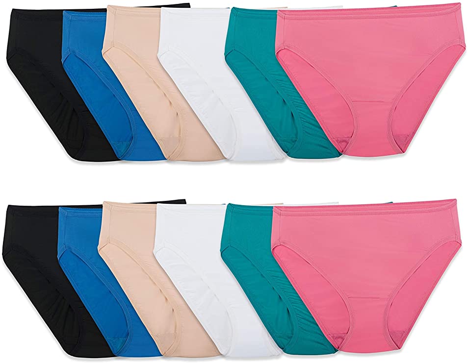 Women's Cotton Assorted Hi-Cut Underwear, 12 Pack